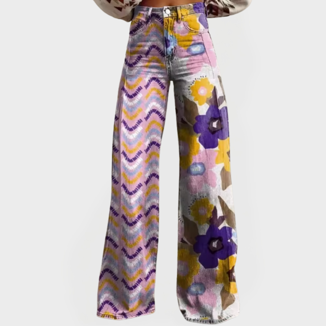 Pantalons Élégants avec Jambes Amples et Motifs