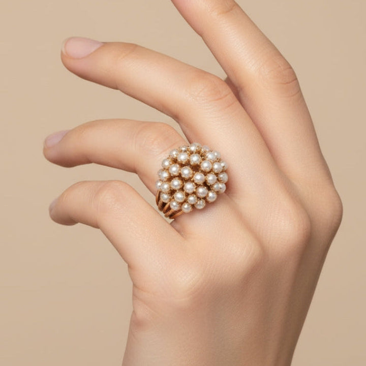 Bague en Or avec Perles IncrustÃ©es Ã‰lÃ©gante