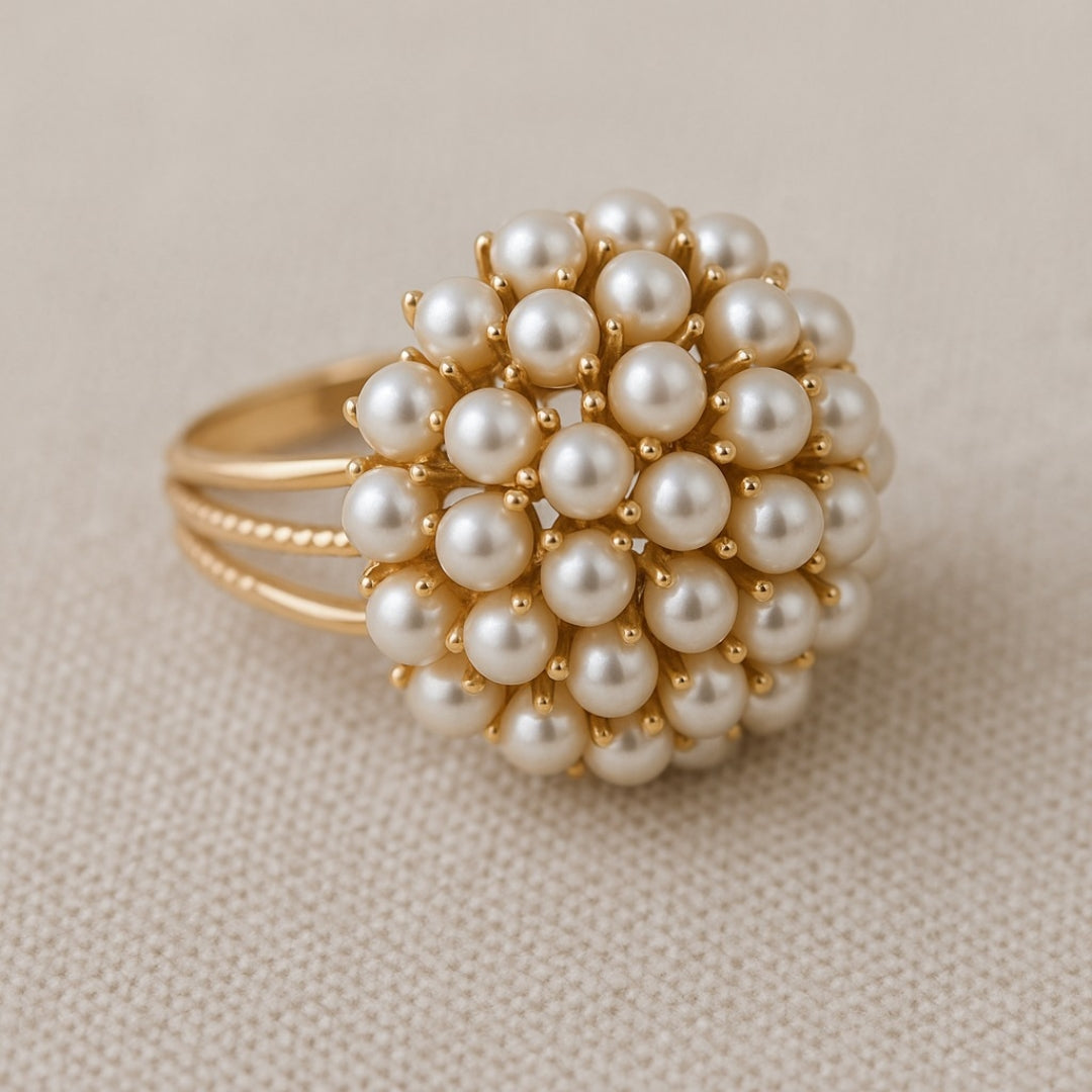 Bague en Or avec Perles IncrustÃ©es Ã‰lÃ©gante