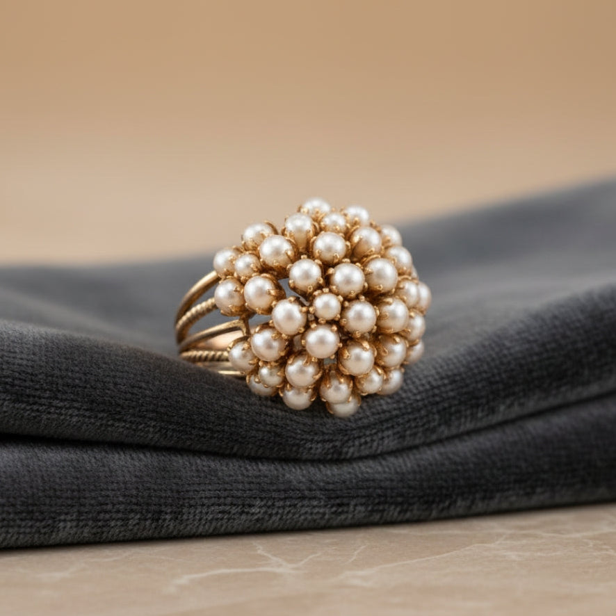 Bague en Or avec Perles IncrustÃ©es Ã‰lÃ©gante