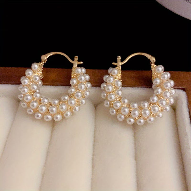 Boucles d'Oreilles en Cerceau avec Perles SuperposÃ©es