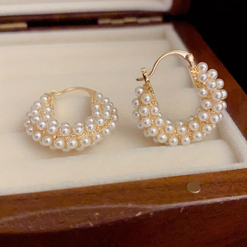 Boucles d'Oreilles en Cerceau avec Perles SuperposÃ©es