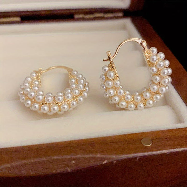 Boucles d'Oreilles en Cerceau avec Perles SuperposÃ©es