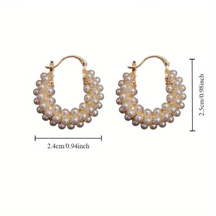 Boucles d'Oreilles en Cerceau avec Perles SuperposÃ©es