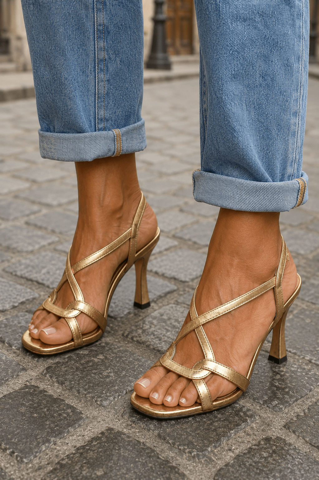 Elisabeth | Sandales dorées : le charme de l'été